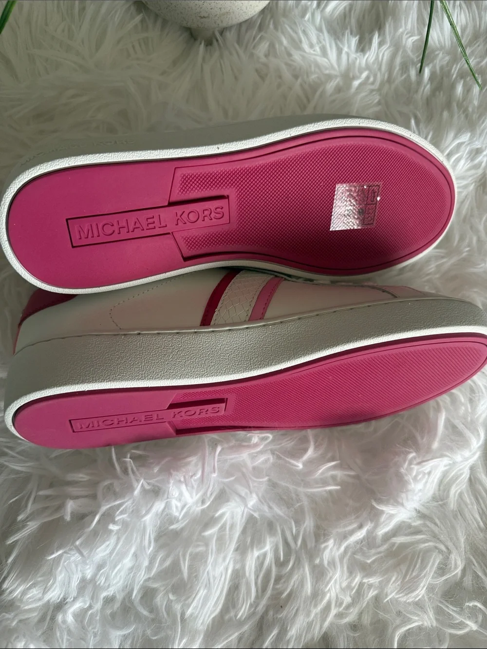 Michael Kors White Sneakers with Pink Accents